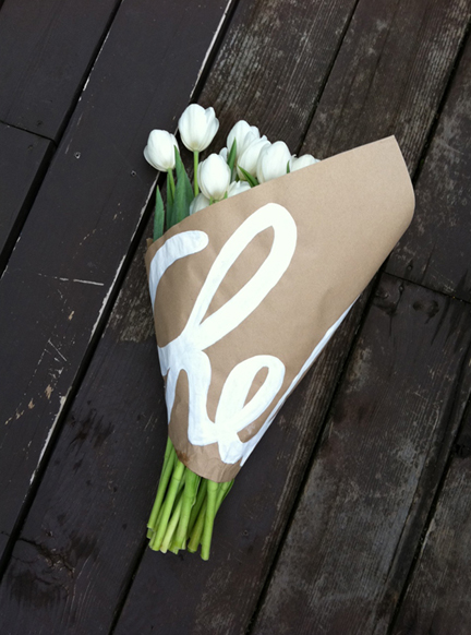Painted Name on brown parchment papaer
